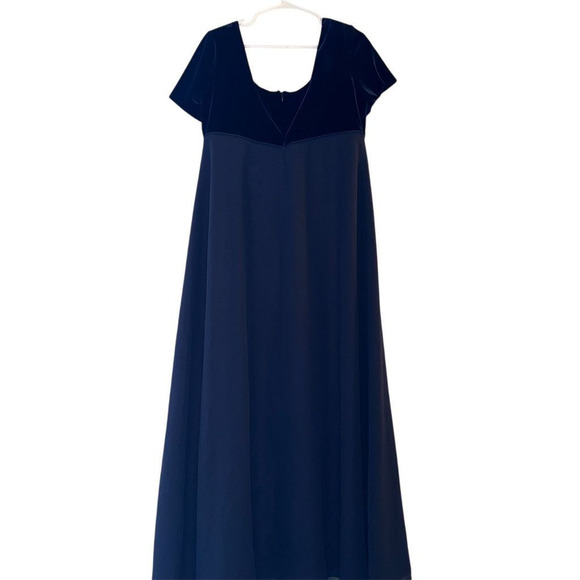 Michaelangelo Women's M Navy Blue Velvet Bodice Long Gown Formal Dress - Picture 2 of 7